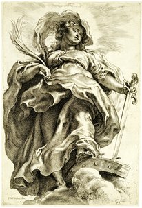 Santa Catalina de Alejandría en las nubes, 1620-21